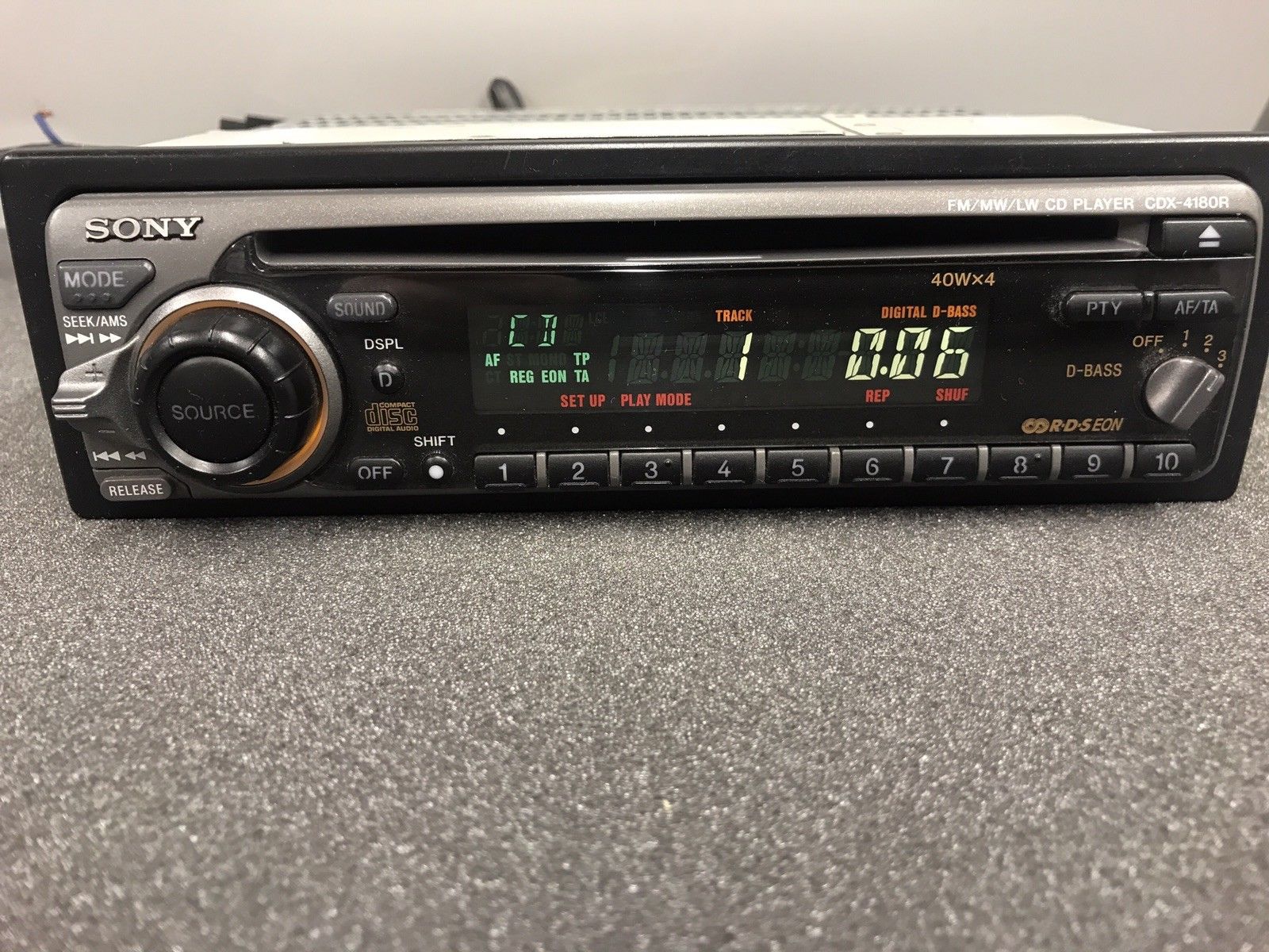 Old Sony Car Radio Stereo Cd Player Model Cdx-4180r Retro 90s