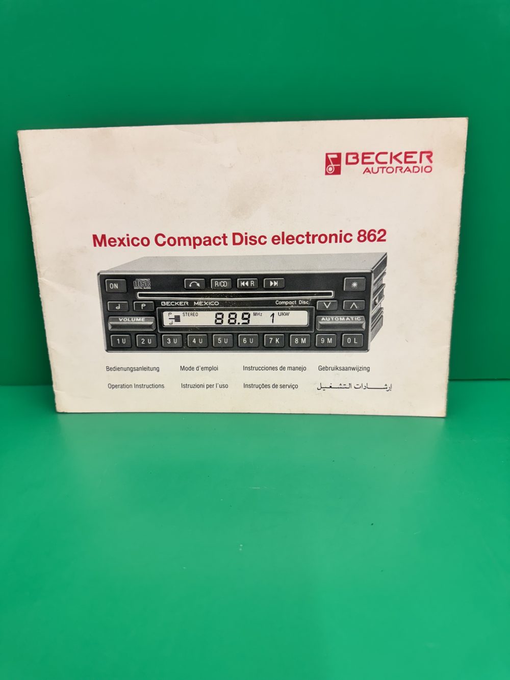 Becker Mexico Car Radio Stereo Genuine Instruction Manual