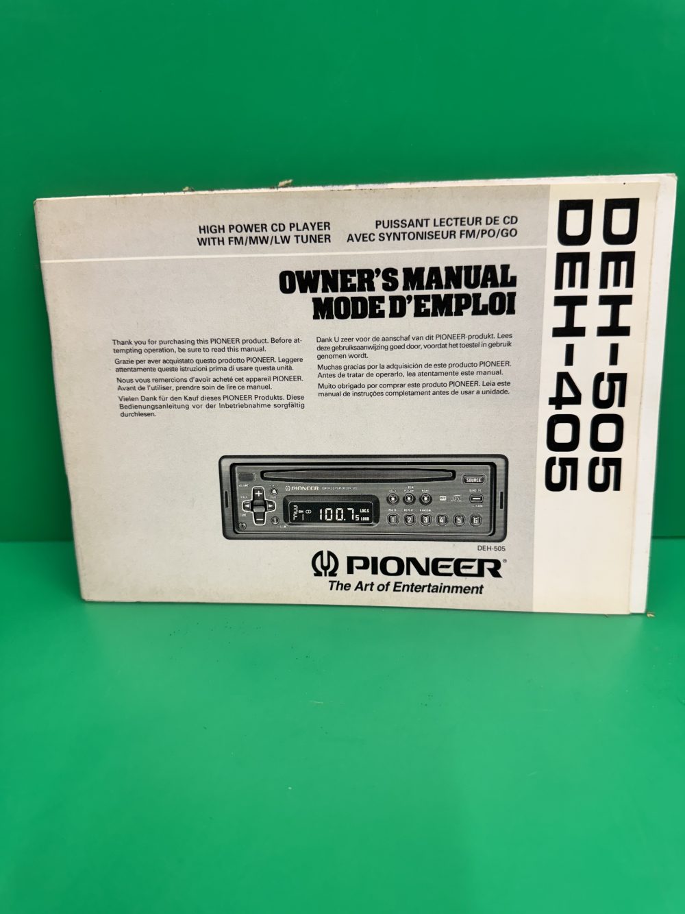 Pioneer Deh-405 Deh-505 Car Radio Stereo Genuine Instruction Manual