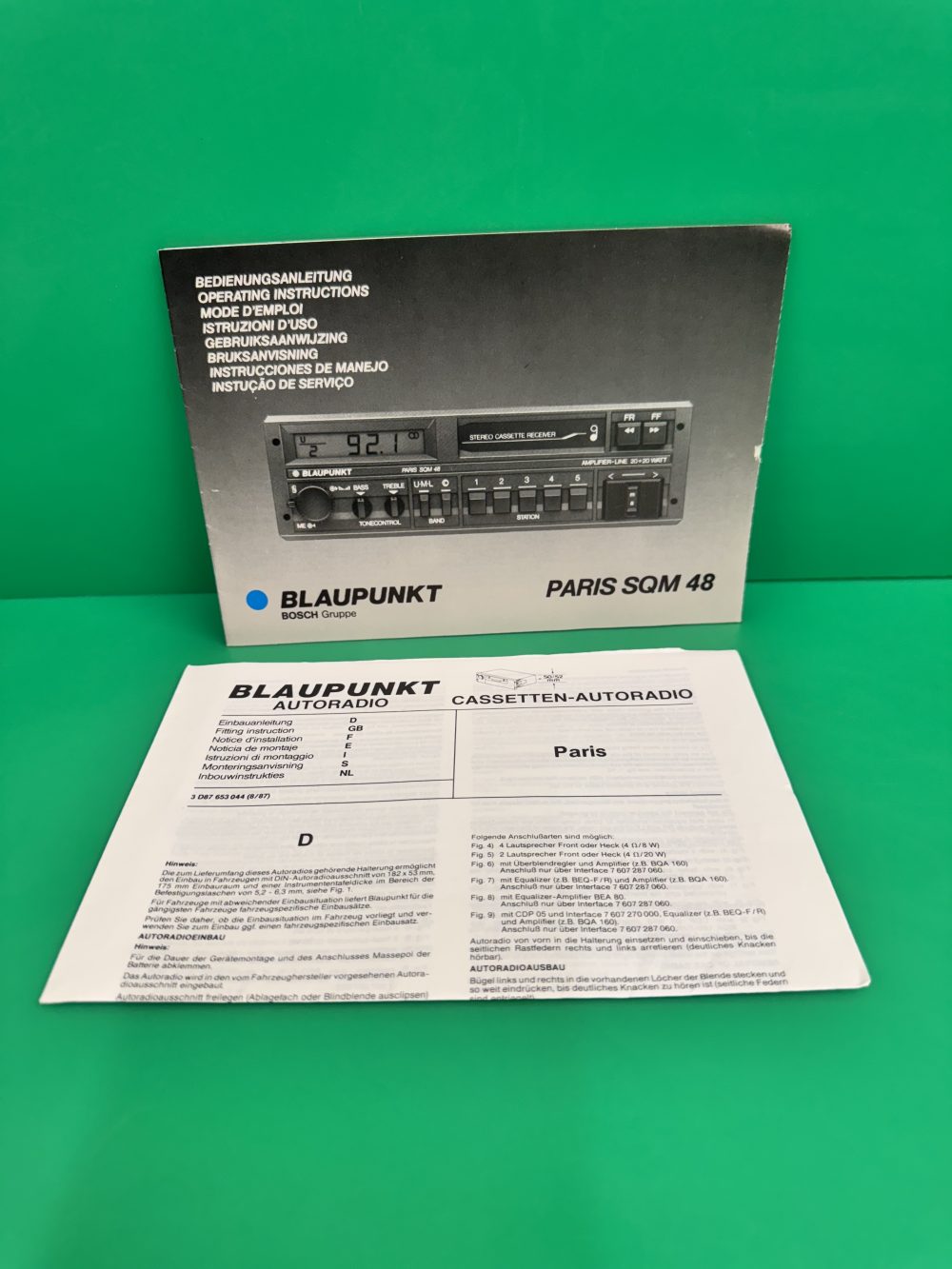 Blaupunkt Paris Sqm48 Car Radio Stereo Genuine Instruction Manual