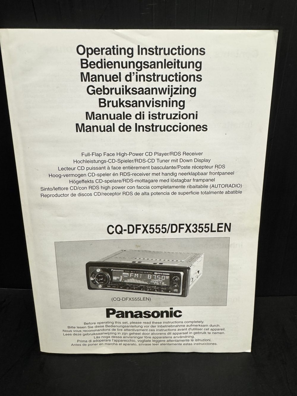 Panasonic Dfx555 Dfx355 Car Radio Stereo Genuine Instruction Manual